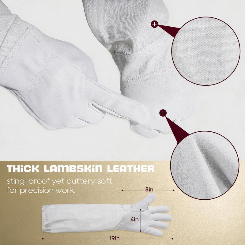 LONGADS 3-Layer Ultra Ventilated Full Body Beekeeper Suit for Men & Women with Gloves and Veil 2XL