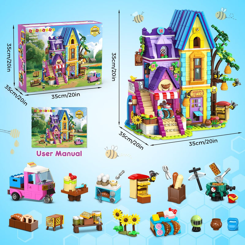 Honey Workshop & Apiary Building Block Kit with LED Lights (1084 Pcs)