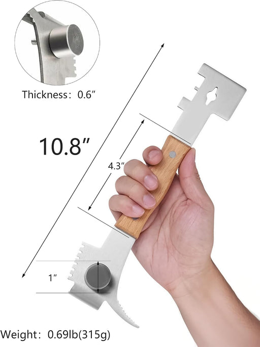 Multipurpose Steel Beekeeping Tool with Wooden Handle