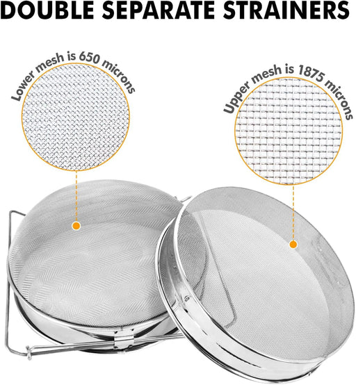 Stainless Steel Double Sieve Honey Strainer