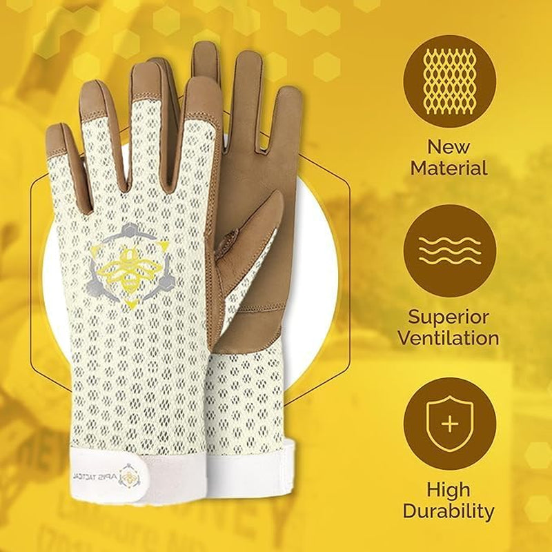 Heavy Duty Beekeeping Gloves,Extended Cuff, 5Mm Cowhide with Patented Ventilation, S Size