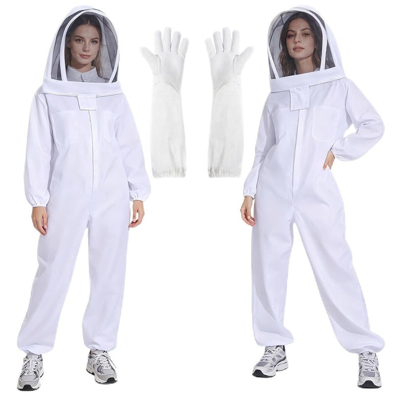 LONGADS Full Body Beekeeper Suit for Women with Gloves and Veil M