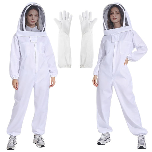 LONGADS Full Body Beekeeper Suit for Women with Gloves and Veil M