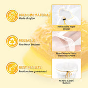 6 Pcs Honey Filter Bag,Ultra-Fine Food Grade Mesh Nylon Strainer with Adjustable Drawstring,5 Gallon Bucket Honey Extraction,Honey Strainer Reusable and Washable