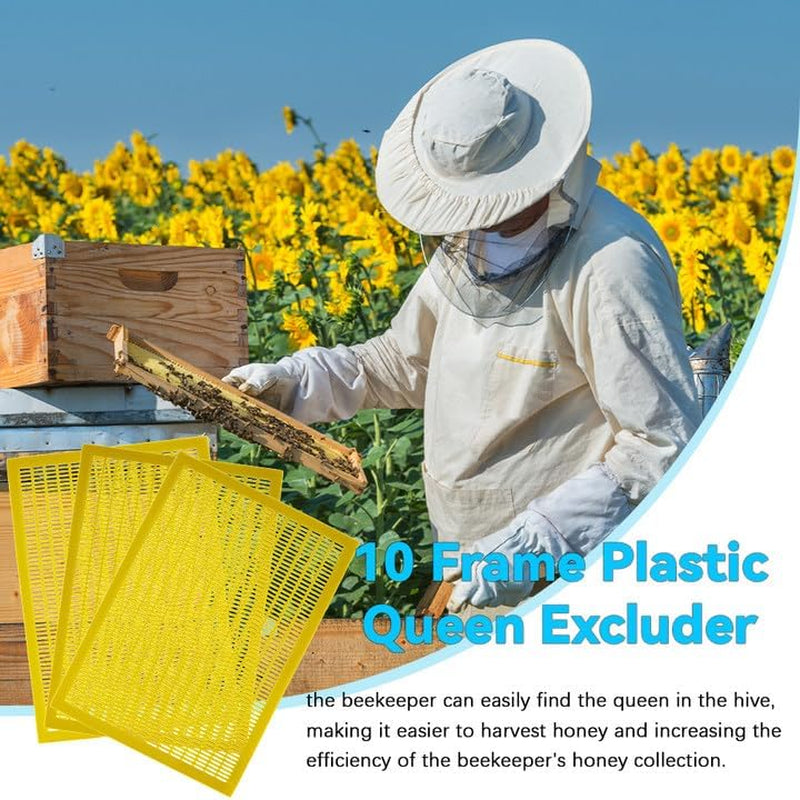 6 PCS 10Frame Plastic Queen Excluder, Beekeeping Queen Excluders for Beekeeping and Separating Queen Bees from Honey (Yellow)