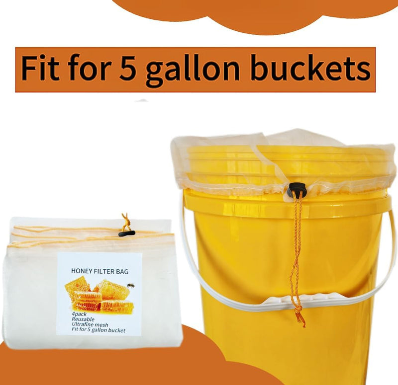 Ultra-Fine Mesh Honey Filter Bag and Strainer (4 Pieces)