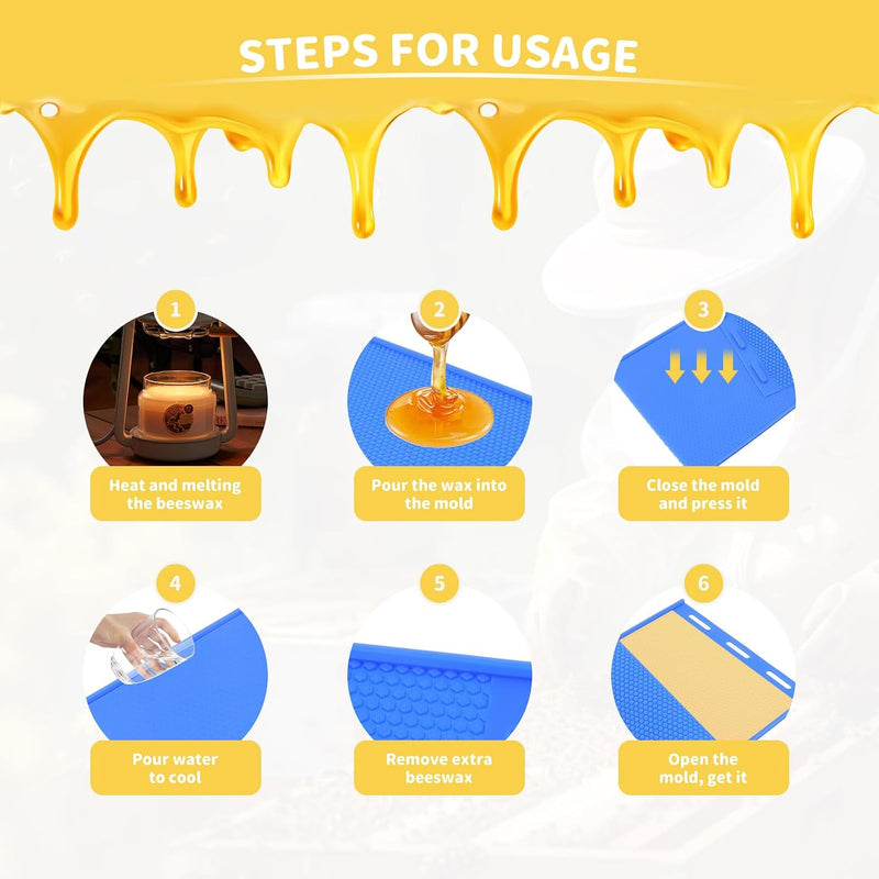 Flexible Silicone Beeswax Foundation Sheet Molds (2-Pack)