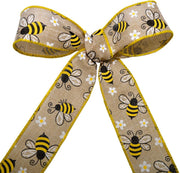 Wired Linen Bumblebees Ribbon, 1.5 Inch by 25 Yards, Natural, 7568.40/25-004