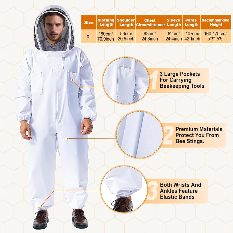 10-Frame Beehive Starter Kit, Includes Beekeeping Supplies Tool Kit and Protective Gear