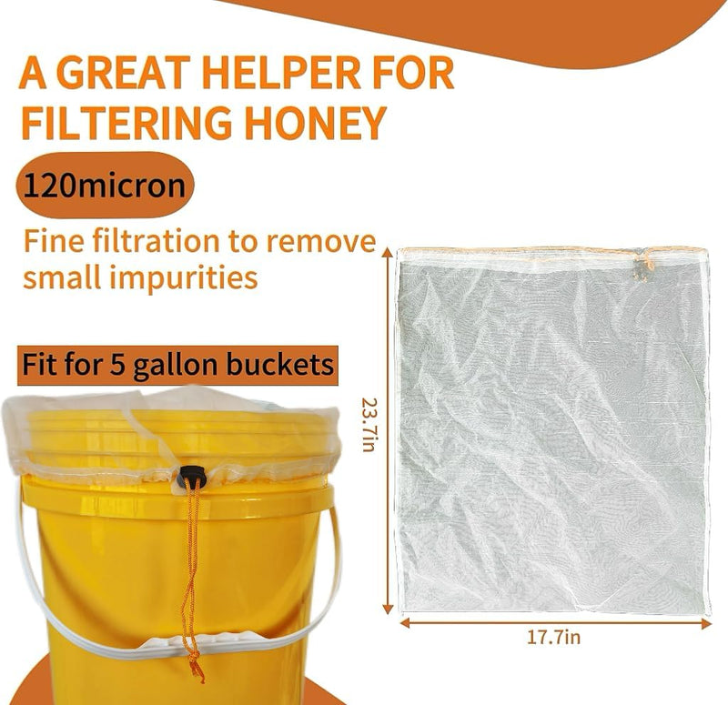 Ultra-Fine Mesh Honey Filter Bag and Strainer (4 Pieces)