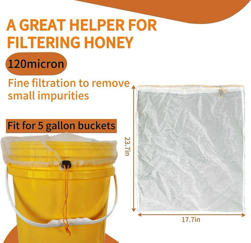 Ultra-Fine Mesh Honey Filter Bag and Strainer (4 Pieces)