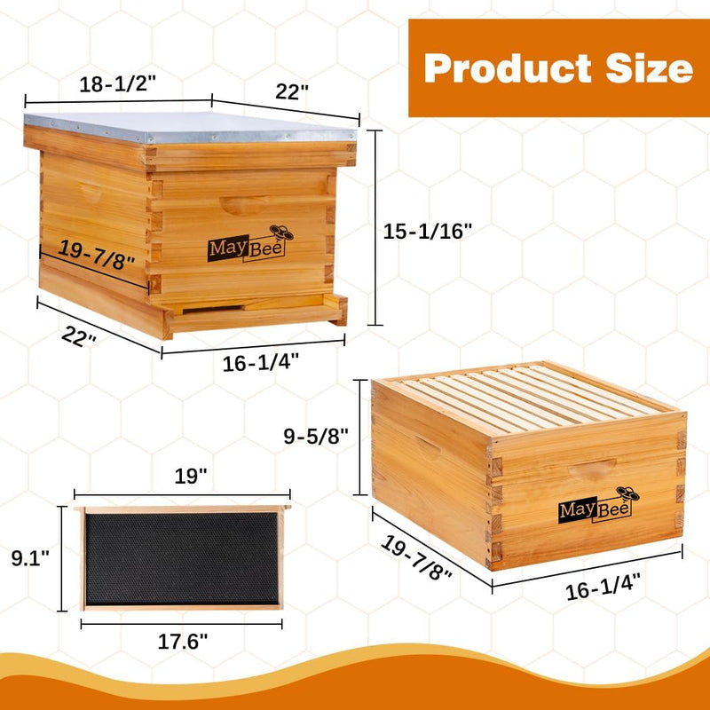 10-Frame Beehive Starter Kit, Includes Beekeeping Supplies Tool Kit and Protective Gear
