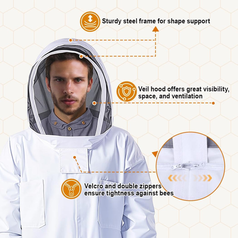 10-Frame Beehive Starter Kit, Includes Beekeeping Supplies Tool Kit and Protective Gear