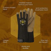 Heavy Duty Beekeeping Gloves,Extended Cuff, 5Mm Cowhide with Patented Ventilation, 2XL Size