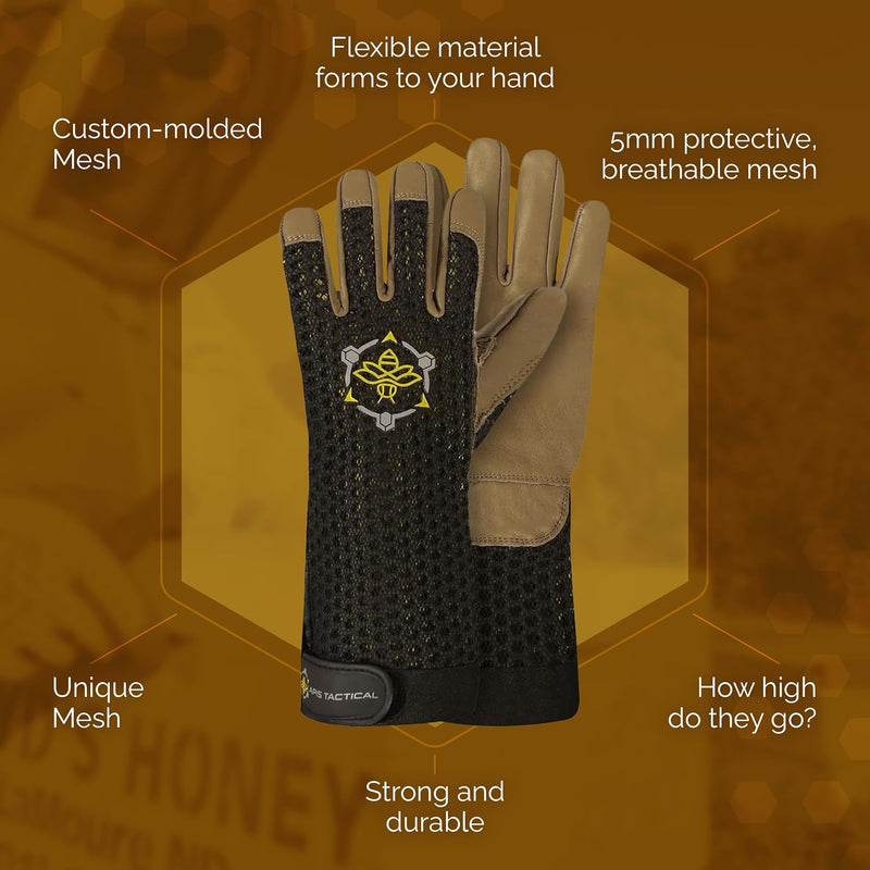 Heavy Duty Beekeeping Gloves,Extended Cuff, 5Mm Cowhide with Patented Ventilation, XL Size