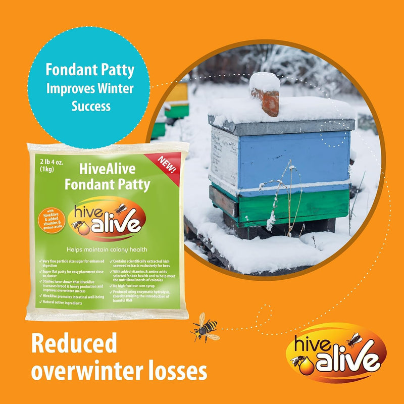 Hive Alive Bee Food Fondant, Winter, Spring & Fall Feed, 2.2 Lb X 1-Pack