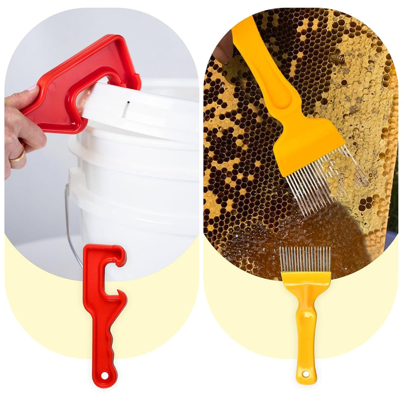 10 PCS Honey Harvesting Beekeeping Tool Kit, 5 Gallon Bucket with Gate