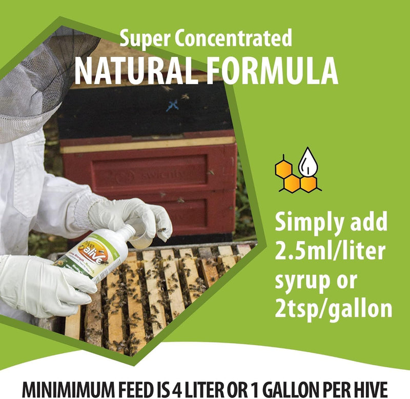 Hive Alive Liquid Bee Feed Concentrate, Fall & Spring, 500Ml (50 Hives)