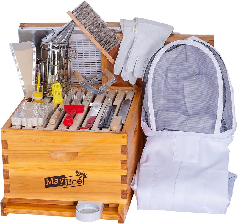 10-Frame Beehive Starter Kit, Includes Beekeeping Supplies Tool Kit and Protective Gear