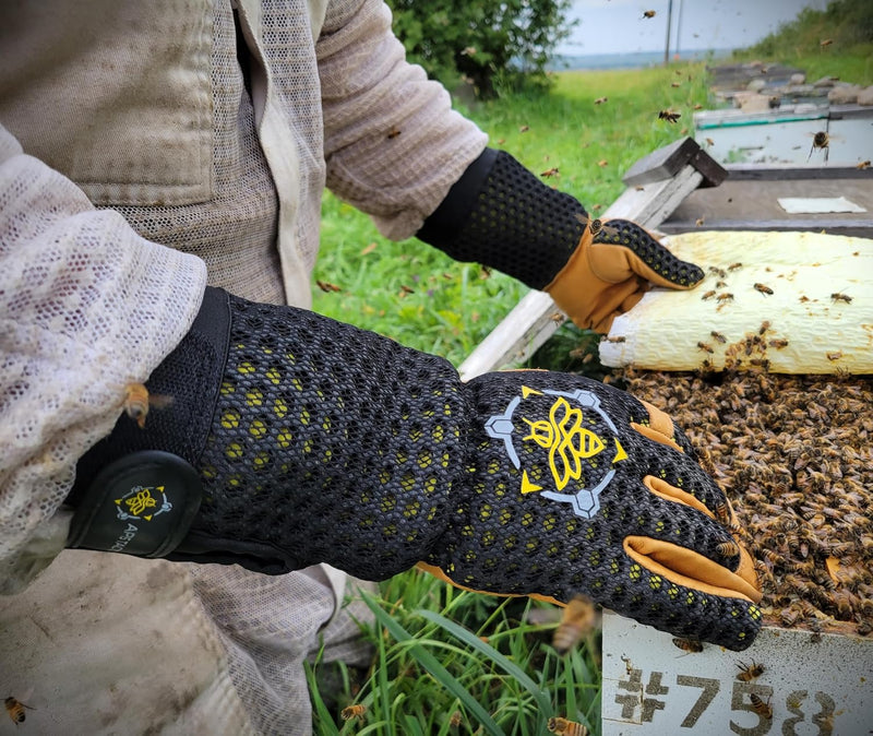 Heavy Duty Beekeeping Gloves,Extended Cuff, 5Mm Cowhide with Patented Ventilation, XL Size