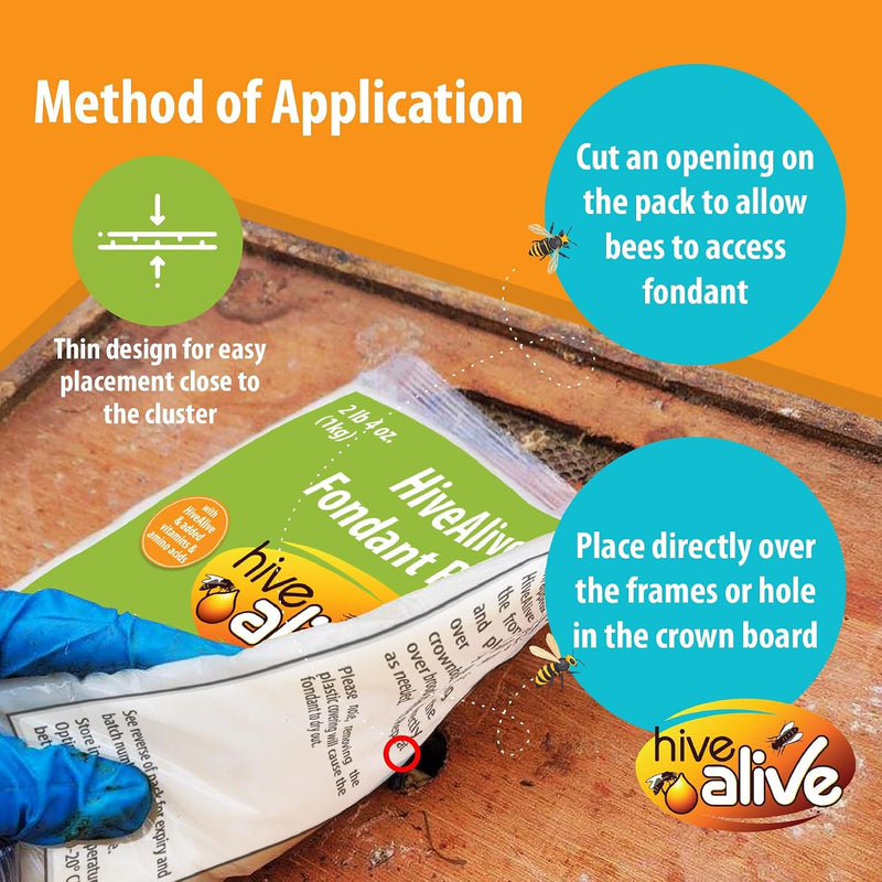 Hive Alive Bee Food Fondant, Winter, Spring & Fall Feed, 2.2 Lb X 1-Pack