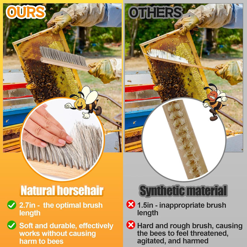 Stainless Steel J Hook Hive Tool and Premium Bee Brush