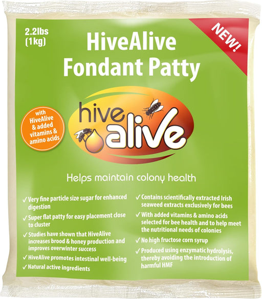 Hive Alive Bee Food Fondant, Winter, Spring & Fall Feed, 2.2 Lb X 1-Pack