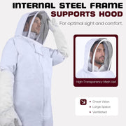 LONGADS Full Body Beekeeper Suit for Men with Gloves and Veil XL