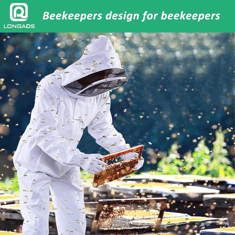 LONGADS Full Body Beekeeper Suit for Kid with Gloves and Veil M