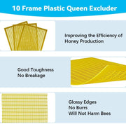 6 PCS 10Frame Plastic Queen Excluder, Beekeeping Queen Excluders for Beekeeping and Separating Queen Bees from Honey (Yellow)