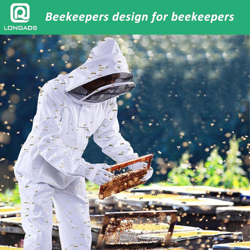 LONGADS Full Body Beekeeper Suit for Kid with Gloves and Veil L