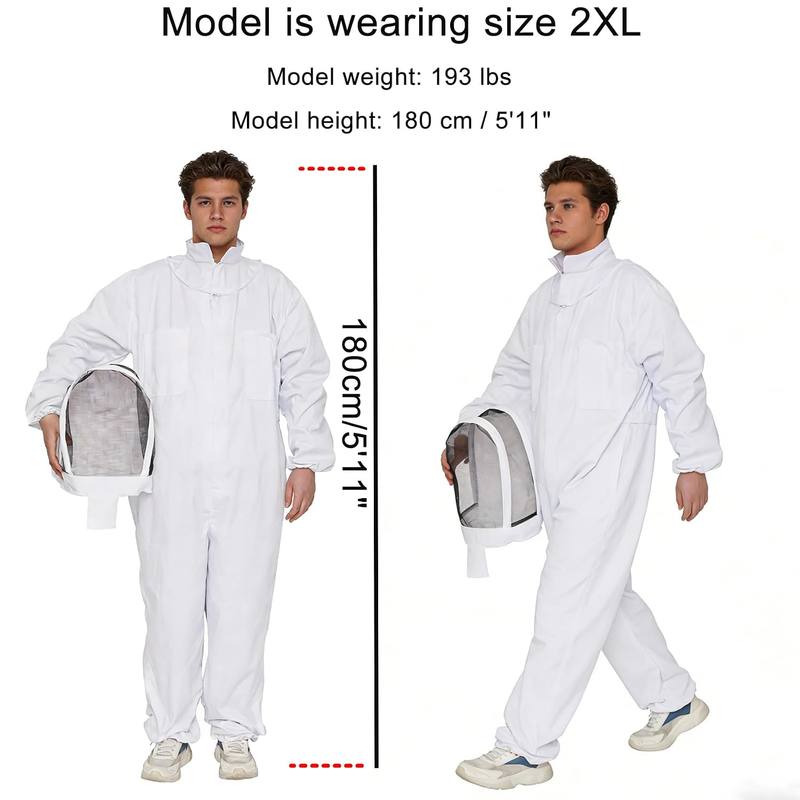 LONGADS Full Body Beekeeper Suit for Men with Gloves and Veil 2XL