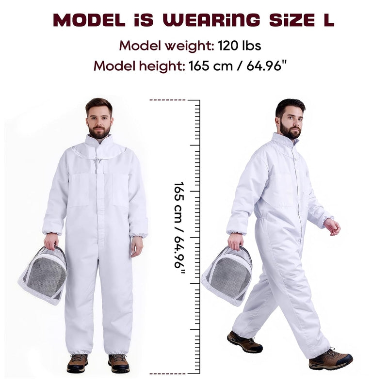 LONGADS Full Body Beekeeper Suit for Men with Gloves and Veil L