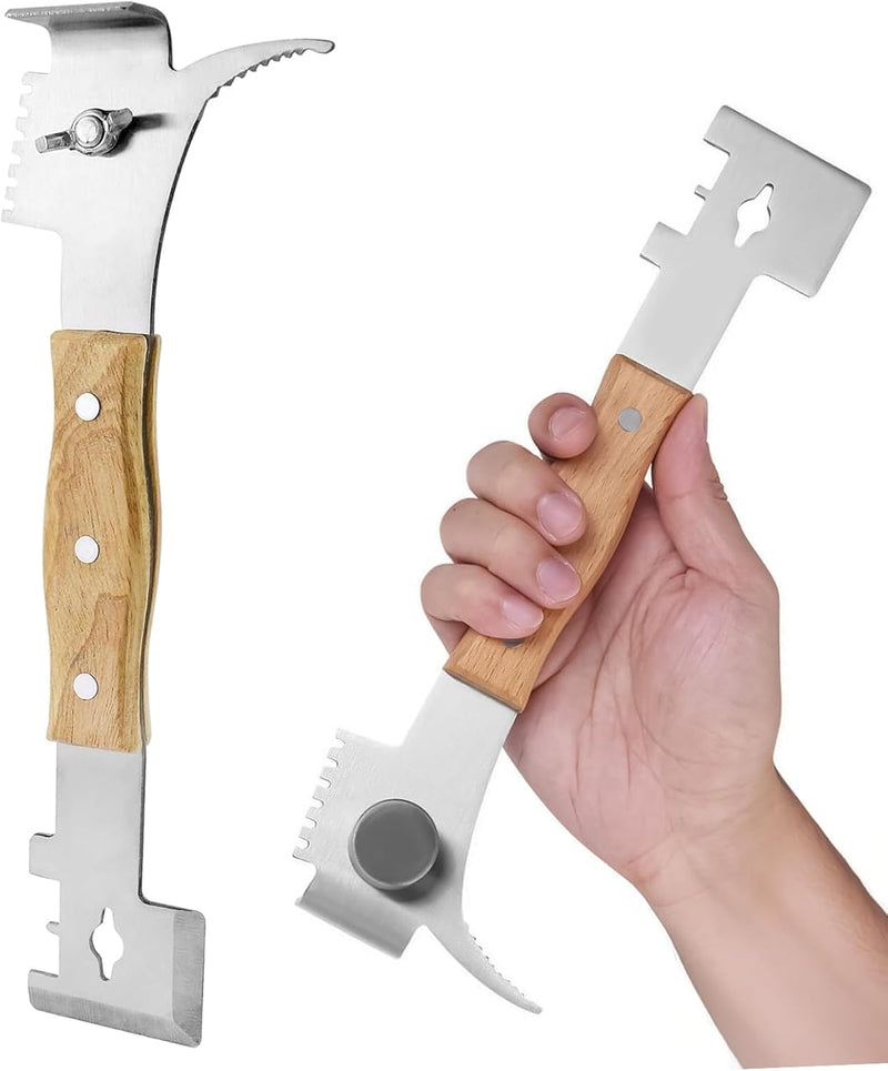 Multipurpose Steel Beekeeping Tool with Wooden Handle