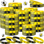 60 Pcs Bee Silicone Bracelets Bulk, Honeybee Party Favors for World Bee Day Honeybee Theme Party Birthday Baby Shower Classroom Goodie Bags Filler Supplies, 2 Colors