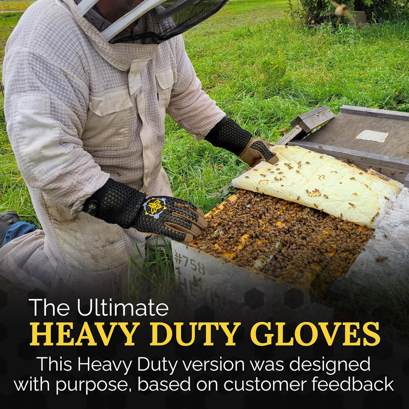 Heavy Duty Beekeeping Gloves,Extended Cuff, 5Mm Cowhide with Patented Ventilation, S Size