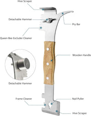 Multipurpose Steel Beekeeping Tool with Wooden Handle