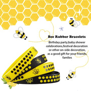 60 Pcs Bee Silicone Bracelets Bulk, Honeybee Party Favors for World Bee Day Honeybee Theme Party Birthday Baby Shower Classroom Goodie Bags Filler Supplies, 2 Colors