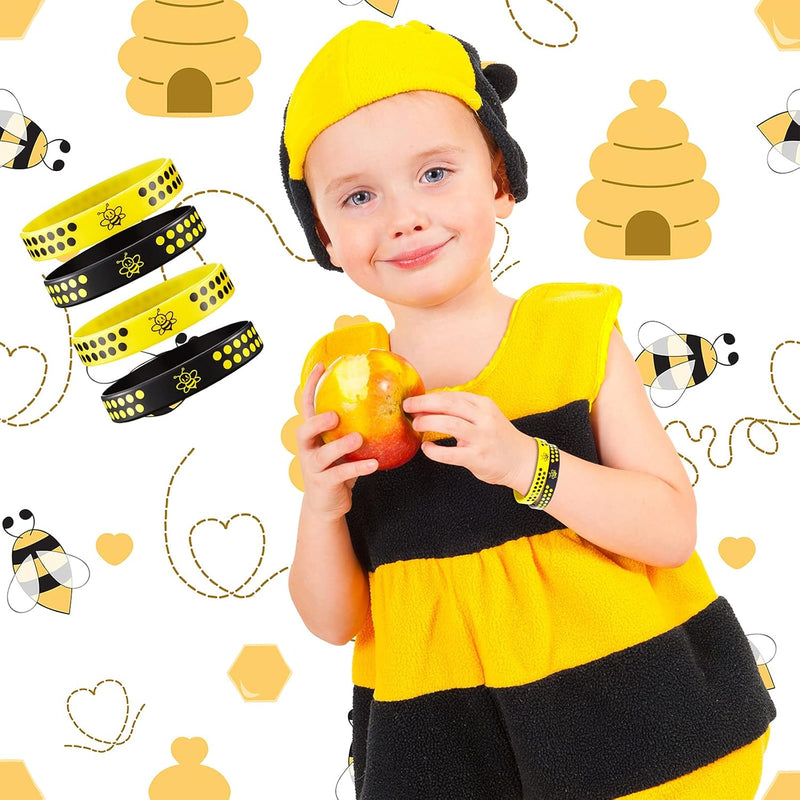 60 Pcs Bee Silicone Bracelets Bulk, Honeybee Party Favors for World Bee Day Honeybee Theme Party Birthday Baby Shower Classroom Goodie Bags Filler Supplies, 2 Colors