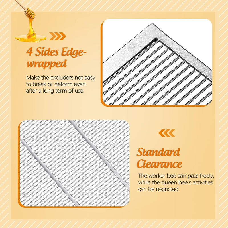 Heavy-Duty Metal Queen Excluder for 10-Frame (White, 6 Pieces)
