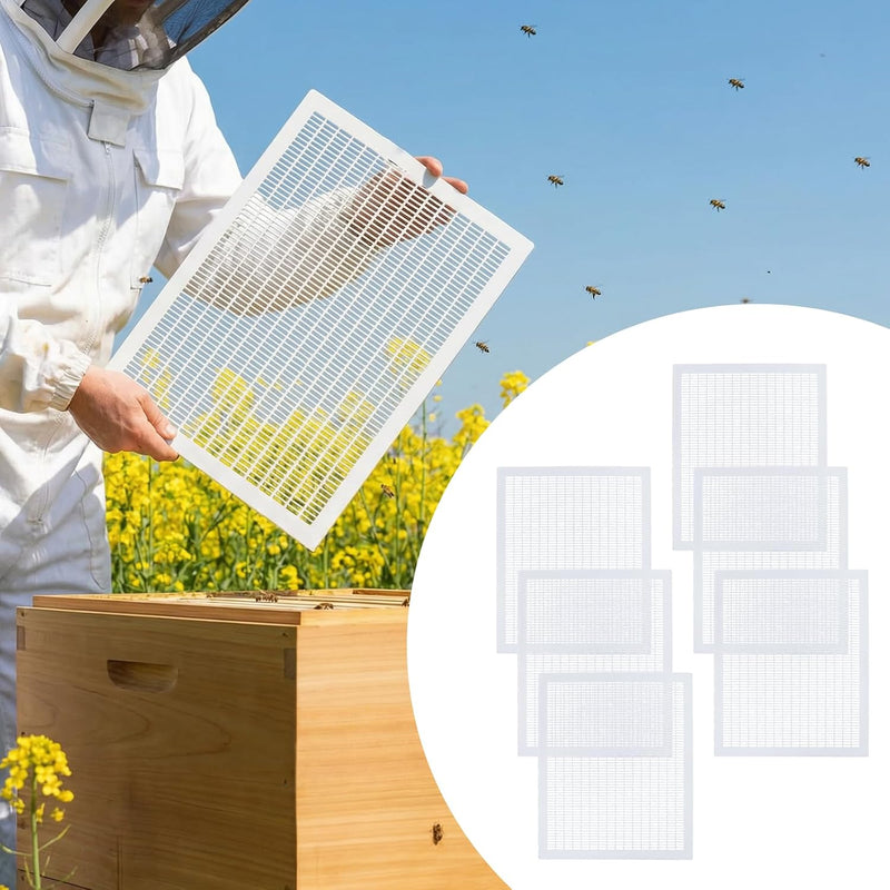 6 Pcs 10 Frame Plastic Queen Excluders, Queen Bee Excluder for Beehive Separating Queen Bees from Honey Beekeeping Tools Supplies, White